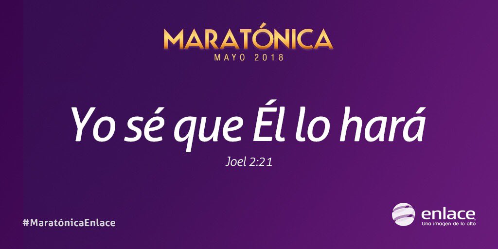 ¡Estamos en #MaratónicaEnlace! Gracias por ser parte de ese ejército de personas que apoyan nuestra visión con sus oraciones y ofrendas. En este tiempo nos unimos a tu Fe creyendo que “Dios lo hará” en tu vida y familia. ¿Lo puedes creer? [enlace.org/envivo]