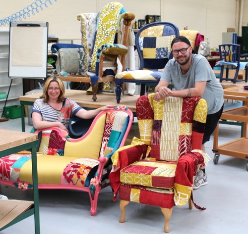 At least a dozen vibrant upholstery projects on the go.. aiming to complete several before end of May @UpcycledHour <a href="/thebestofWelHat/">thebestofWelHat</a> currently at our workshop soon to be visiting <a href="/allypallyfm/">Alexandra Palace FM</a> <a href="/WelwynGarden/">WELWYN GARDEN CITY PROPERTIES</a>