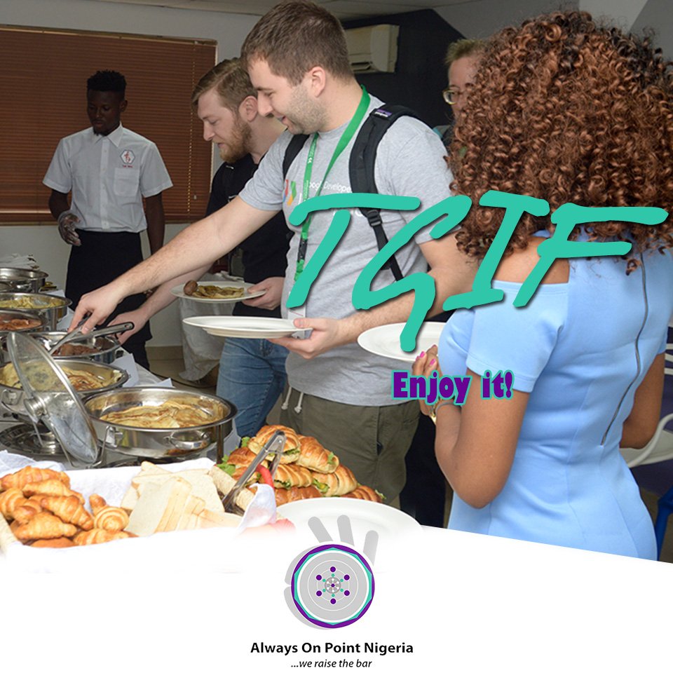 AlwaysOnPointNg's tweet photo. Have a fantastic weekend. Enjoy it! 
#WeekendFun #AlwaysOnPointNg #WeRaiseTheBar #Menumenu #Clients #Food #Nutrition #Satisfaction #AnAlwaysOnPointEvent #lasgidi #naija #professionals #vibes #food #nigerianfood #local #LaunchpadEvents #GoogleLaunchpad #tgif https://t.co/5u6i3nq0qz