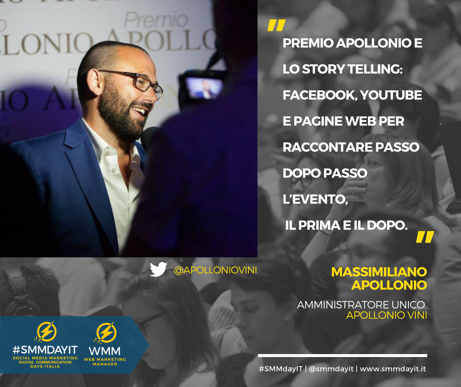 In alto i calici per il premio <a href="/apolloniovini/">Apollonio Vini</a> alla sesta edizione #SMMdayIT 

Lo storytelling tra Facebook, YouTube e pagine web :-)
