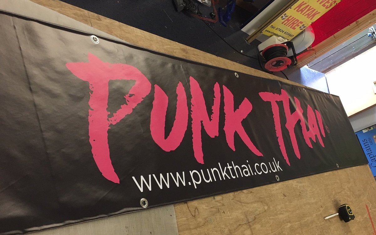 thsocialleopard's tweet image. a 2800mm x 500mm 440gsm PVC banner hemmed with eyelets that we designed and printed for @Punk_Thai #designandprint #pvcbanner #outdooradvertising