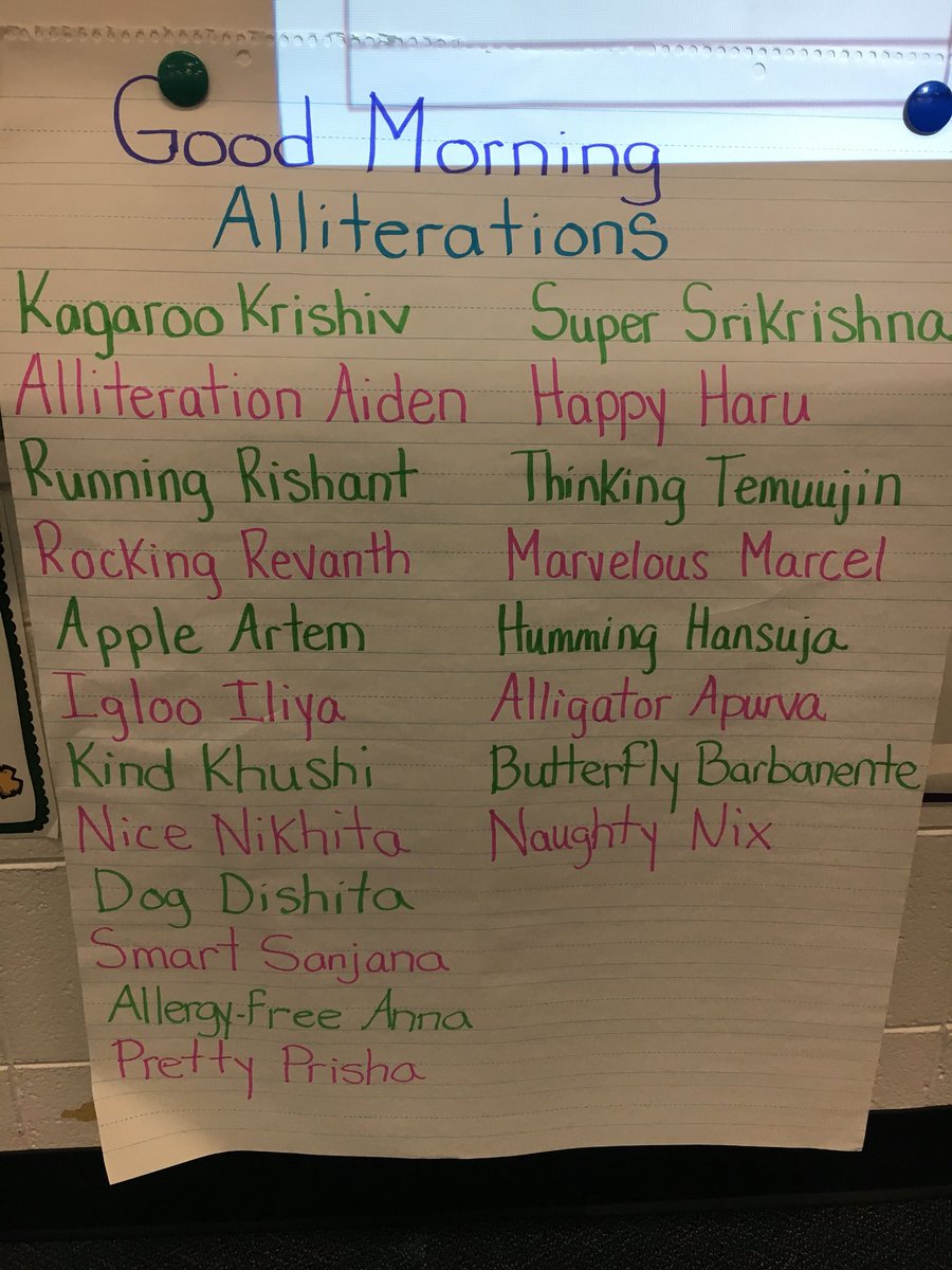 Working on alliterations this morning as we greeted each other <a href="/responsiveclass/">Responsive Classroom</a> #ivyhillleague