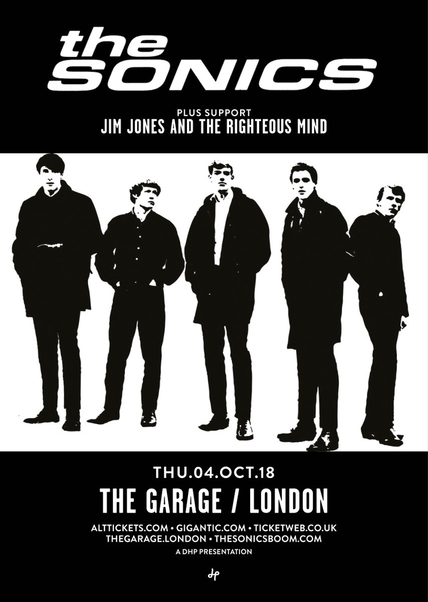 ONSALE/ Garage rockers <a href="/RealSonicsBoom/">The Sonics</a> announce London show <a href="/TheGarageHQ/">The Garage</a> on 4th October with support from @JJandtheRM! Tickets: bit.ly/2LeAnZg