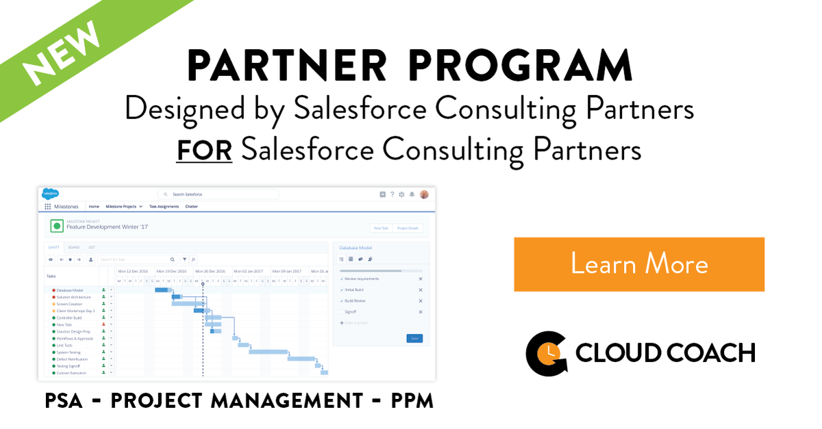 Best in ecosystem commissions and plenty of scope to sell repeatable professional services.... Isn't it time you took a look at the Cloud Coach Partner Program? Learn more at goo.gl/MsY5Vg #Salesforce