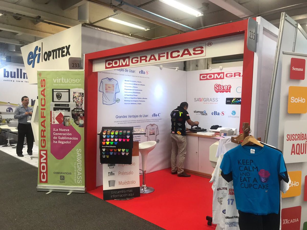 SawgrassInk's tweet photo. Sharing the #sublimation story at #createx2018 in Colombia with Comgraficas - thank you https://t.co/EvAWj3MpMI