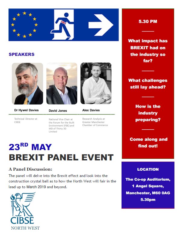 LESS THAN ONE WEEK TO GO!

<a href="/CIBSE_NW/">CIBSENW</a> North West BREXIT Panel Event 23 May at the One Angel Square, <a href="/coopUK/">Co-op</a> HQ, Manchester. 

For event details visit the website:

lnkd.in/dJhTHuM