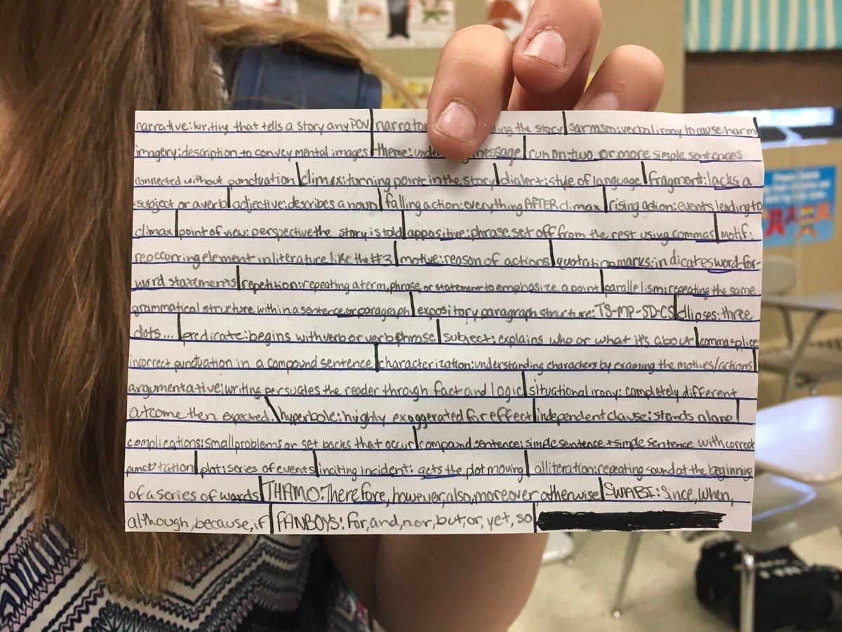 MrsReadnour's tweet photo. Ready for my 8ELA final... #lovemynotecard #cdavis https://t.co/KzHzqaVOUL