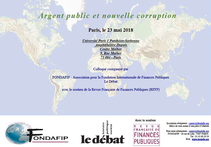 julio_fz's tweet photo. "Argent public et nouvelle corruption", Colloque organisé par la fondafip, 23 mai, finalement au centre mahler! https://t.co/4SaHxozZjp