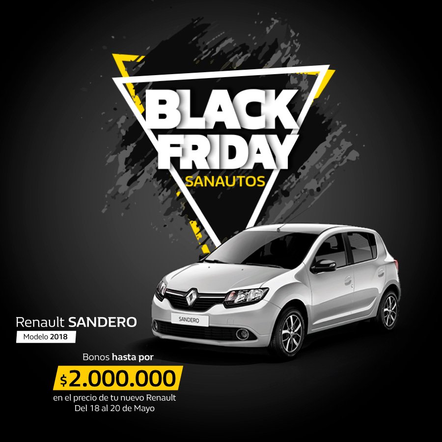 SanautosRenault's tweet photo. Llegó #BlackFriday con los mejores precios a #Sanautos 😎¡Entra ahora! Recibe tu oferta 👉 https://t.co/5LdqHtYJh8 https://t.co/cNh1aUoD4v