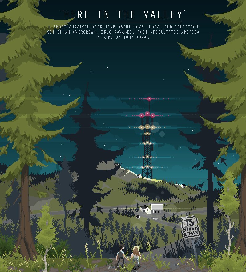 TonyNowak44's tweet photo. Keep an eye out here or on our itch page for news and progress on our  latest endeavor, 'Here In The Valley'. For here in the  valley we roam,  here in the valley we die. Join us on a narrative survival adventure you  won't soon forget... #indiegame #gamedev #pixelart https://t.co/VagPD5yrDL