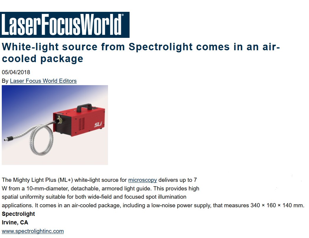 SpectrolightInc's tweet photo. As seen in Laser Focus World
https://t.co/h3VTWhG04T
#LaserFocusWorld #MightyLightPlus #TungstenHalogenLamp #7OpticalWatts #SpectrolightInc #LightDoneRight https://t.co/HhHaBS45F3