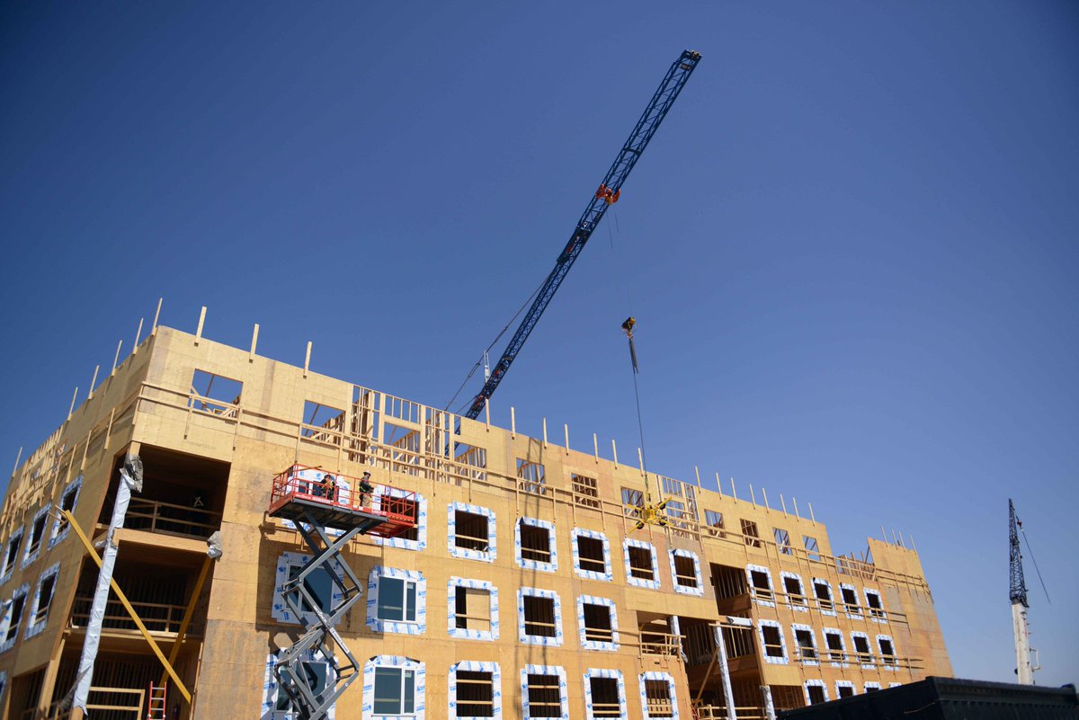 RedDeerPolytech's tweet photo. Construction is progressing on the new RDC Residence! 🔨🏡Work began on the new Residence site in October 2017, with structural foundations complete in December. Since February, above-ground construction has been progressing rapidly. See more here: https://t.co/YiPJ6hImc6 #MyRDC https://t.co/4RocT6C4OR