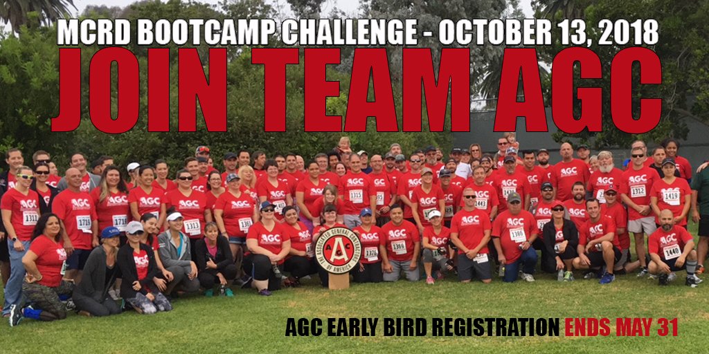 AGCSanDiego's tweet photo. LAST DAY to save with the ‘AGC early bird rate’! Join TEAM AGC this October for the MCRD BootCamp Challenge - Register Today! https://t.co/5fHuo9QVbo #agcsandiego #teamagcsd https://t.co/SXGDZv4yrf