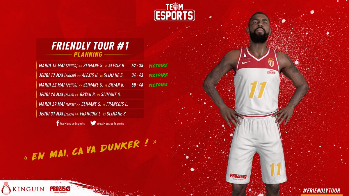 ASMonacoEsports's tweet photo. À l'issue d'un match de titans, @SlimShadyz15 s'est imposé au bout du suspens face à @BryanBadjie ! Rendez-vous demain pour le match RETOUR... 😱🔥 #FriendlyTour #NBA2K18 https://t.co/asipIuy69I
