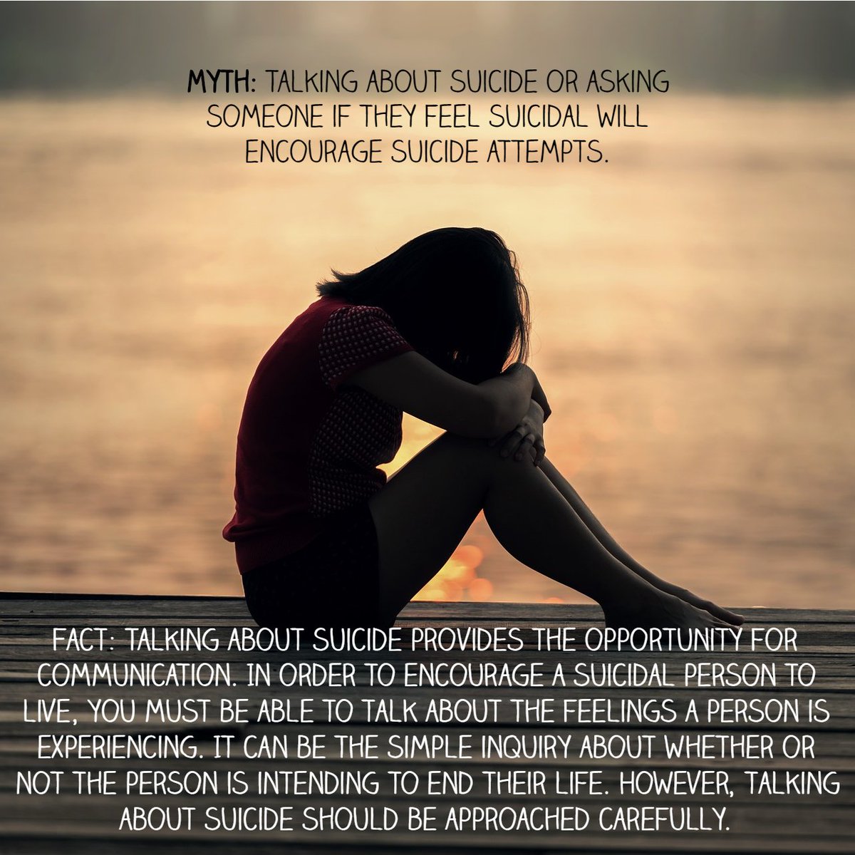CSHElgin's tweet image. Join us as we post facts for National Prevention Week each day this week. Today's topic is Prevention of Suicide! #mythsandfacts #nationalpreventionweek #cshe #safeandhealthy