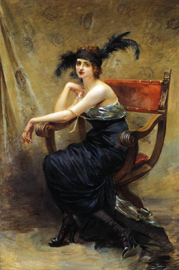 Woman Sitting in a 'Dagobert' Armchair Madeleine Jeanne Lemaire Private collection — - -