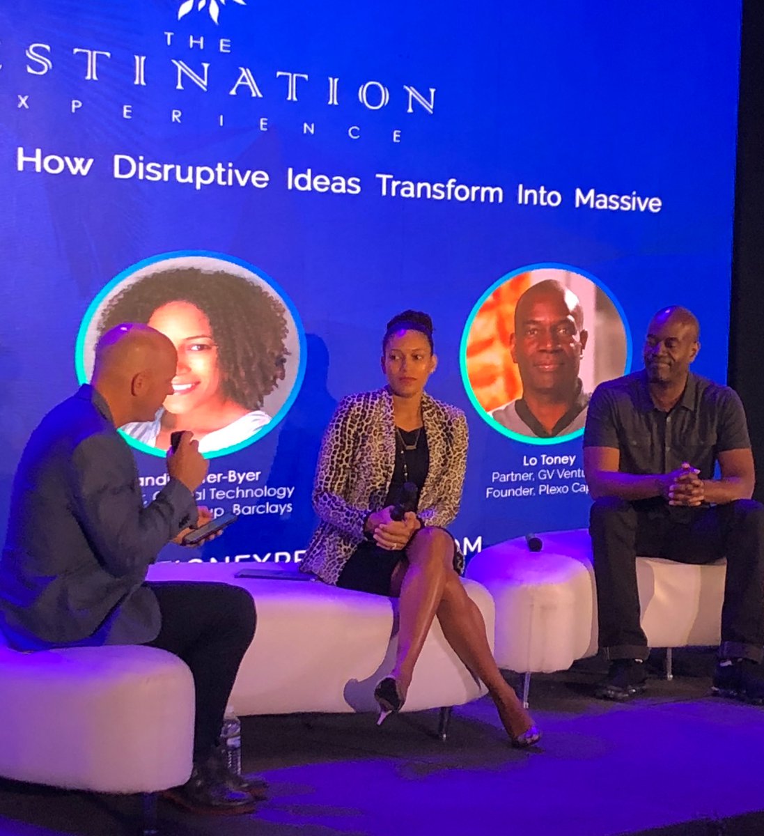 deikamorrison's tweet photo. 😁 My cousin Nandi 🇯🇲 from @Barclays up now. This is her panel. Also on the panel is Laurence Toney from @GVteam. Moderator is @johnkoetsier from @Forbes #mydestinationexperience https://t.co/DP0K3af0l1