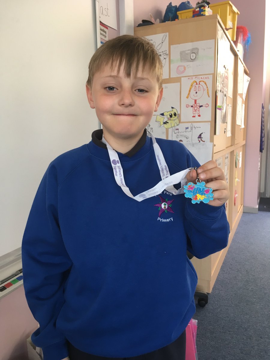 P4PiriePark's tweet photo. Well done to this boy in P4a who won a medal for completing The Bubble Rush course - a 5km walk through bubbles!🏅🎉👏🏻🏃🏼‍♂️ https://t.co/2nQLZDq3Zn