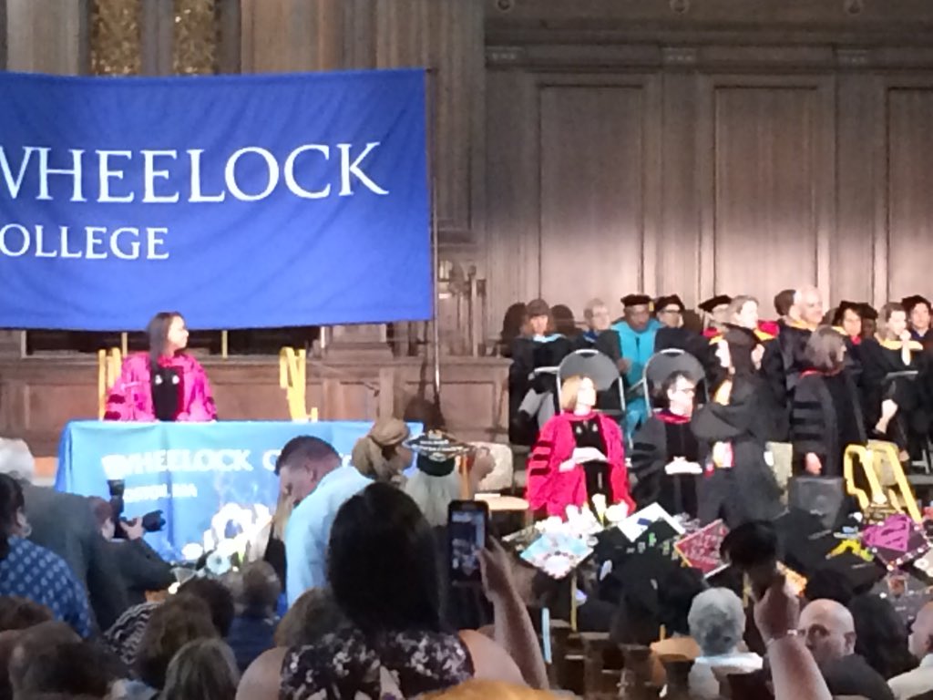 gadm_bminchello's tweet photo. Dean Detris Adelabu asks the Bachelor of Arts candidates @WheelockCollege to rise and be recognized #wheelock2018 https://t.co/A8EyE2npgw
