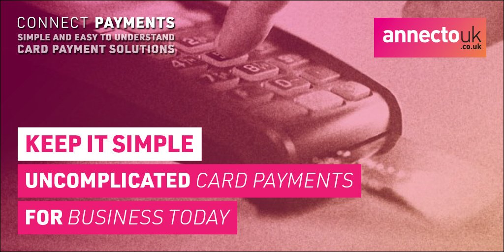 AnnectoUK's tweet photo. UNCOMPLICATED CARD PAYMENT SOLUTIONS. Let annectoUK take the stress out of card payments! With us you get a card terminal (counter-top / mobile)*, on-demand till rolls**, help to become PCI DSS Compliant***, all on a straight forward 24 month contract****. https://t.co/CVwaVTKI4z https://t.co/3Y0OpZWXNN