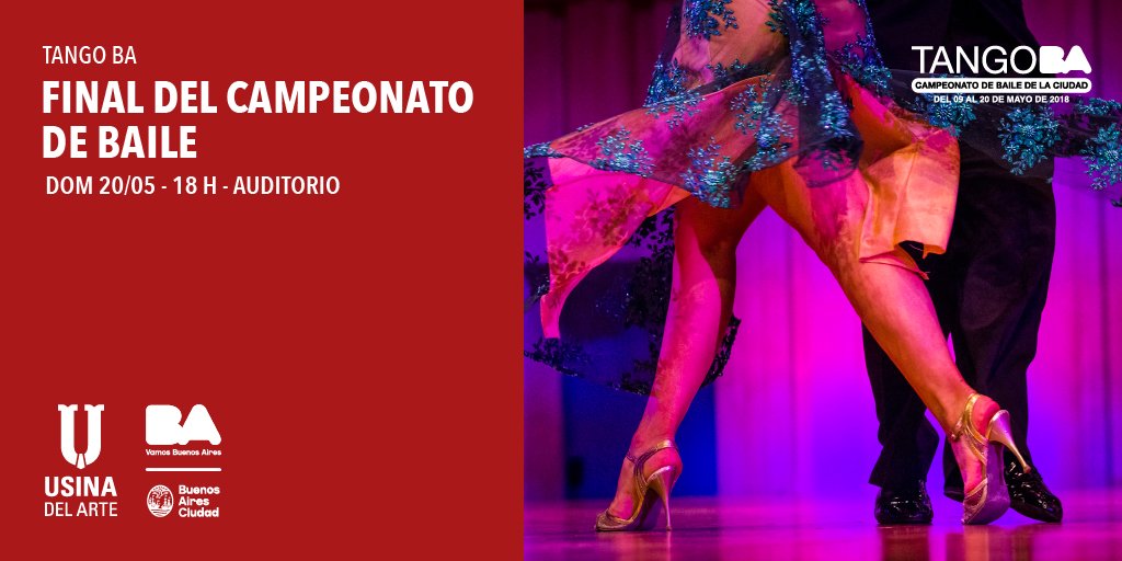 UsinadelArte's tweet photo. 🎼 [#TangoBA] ¡Se acerca la gran final! 
Vení a disfrutar todo el espíritu del tango en la Final del Campeonato de Baile de la Ciudad.
Se aproxima un domingo muy emocionante ✨
¡Los esperamos! 
🗓 Dom 20/05 - 18 h - Auditorio
🎫 #Gratis → + info: https://t.co/FcWPhTpZ8N https://t.co/opccklGWSz