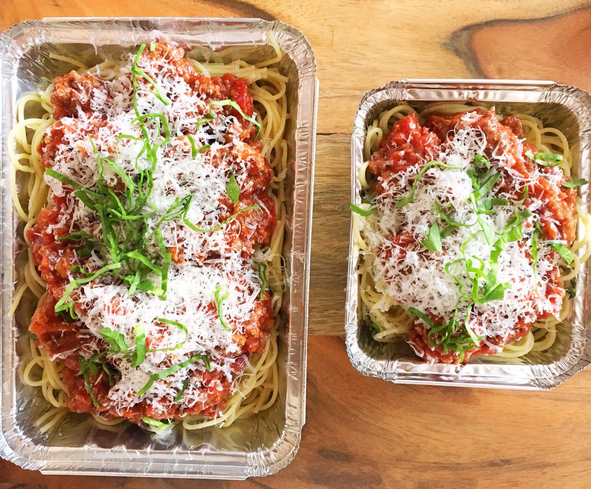 WhipptKitchen's tweet photo. Dinner Plans?
.
Our Campfire Spaghetti Bolognese is available for pick up TODAY, before 2pm
.
#stockupfortheweekend 
Two Sizes: $6 &amp; $10 https://t.co/keBnpccagz