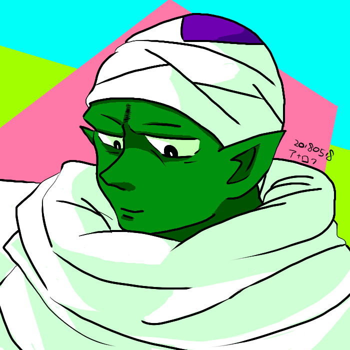 すぽんじさん（<a href="/suPOMji/">すぽんじ</a> ）からのイラリクいただきました、DBのピッコロさんです！
#リプきたキャラの顔だけ描く