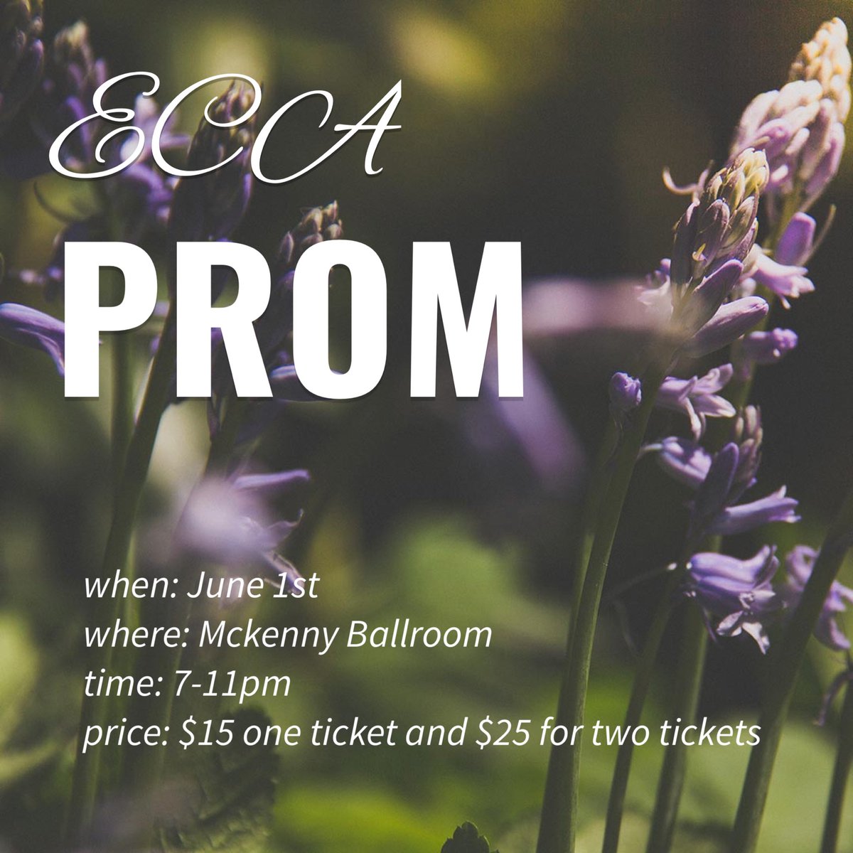 ECA_SL's tweet image. Prom is in two weeks! If you haven’t already, buy your prom tickets from Ms. Jackson’s office in King Hall! :)