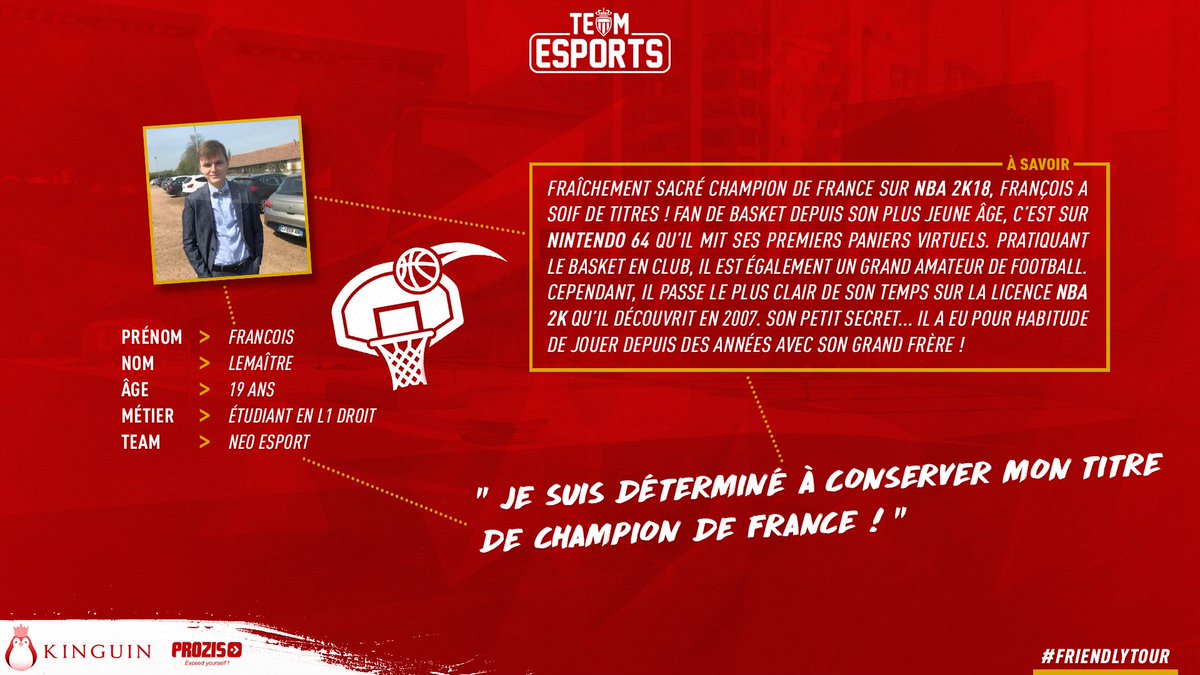 ASMonacoEsports's tweet photo. 🔀 Zoom sur... @LemaitreFran, le Champion de France #NBA2K18 et ultime adversaire de @SlimShadyz15 dans ce #FriendlyTour ! 👊🇲🇨 https://t.co/DJJKy7aXBN