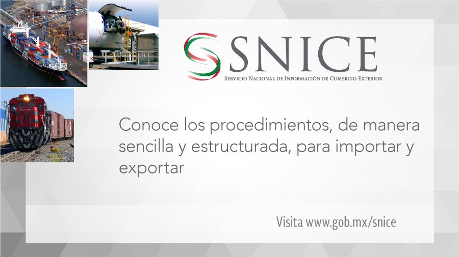 SE_mx's tweet photo. El Servicio Nacional de Información de #ComercioExterior es el portal único donde puedes encontrar toda la información necesaria para llevar a cabo las operaciones de Comercio Exterior https://t.co/wcHGcz2CU4 

#SNICE https://t.co/sS56cPN8U0