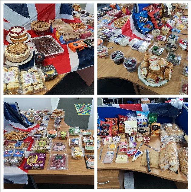 DRIEUCC's tweet photo. We have been celebrating the #RoyalWedding here in the contact centre. We have decorated the floor and enjoyed a wonderful buffet. Thank you to all who contributed from Club &amp; Customer Services 🇬🇧 #diamondresorts #DiamondCareers #DRITeachSavvy https://t.co/Sxi6U4G2lr