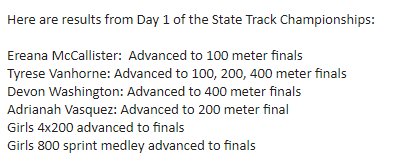 TeamHHSPanthers's tweet photo. State Track Update... https://t.co/uqz3c3lWkD