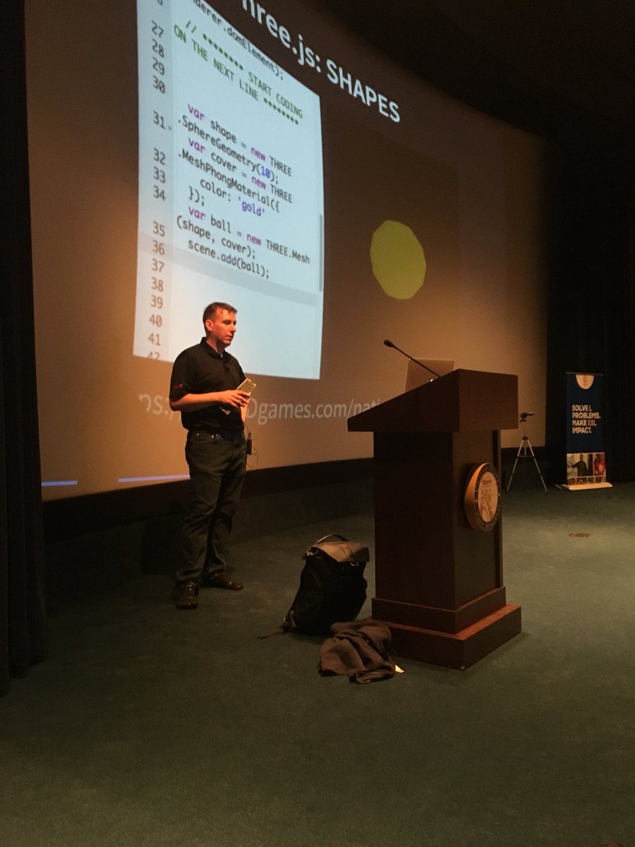 laurieontech's tweet image. Note to self, prank audience about “live coding”. Too funny. #NationJs