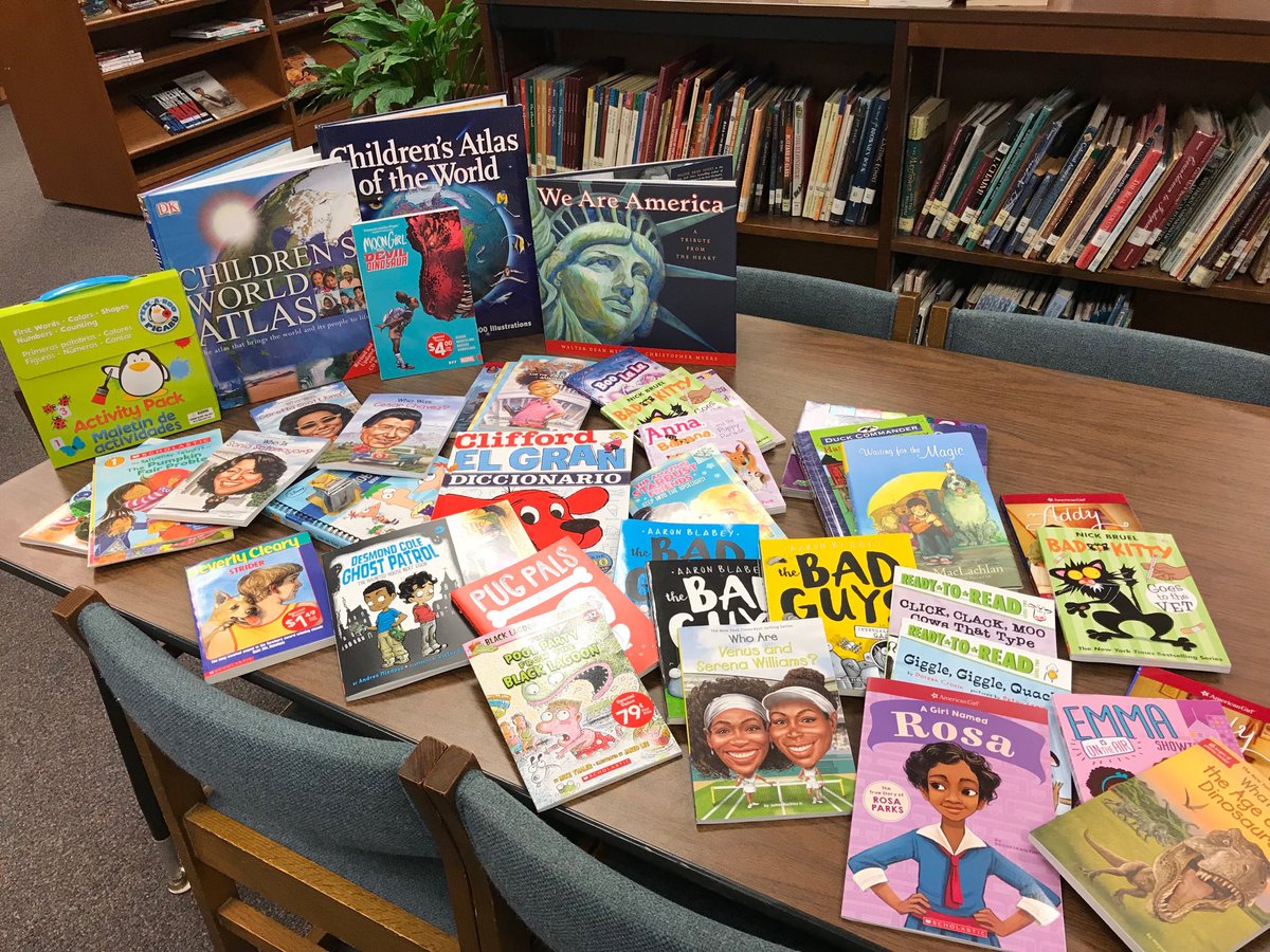 VikingSpec's tweet photo. Multiplied by 3 - sorting NEW Scholastic Books for our 3 adopted Classroom Teacher Libraries today! More to come from our lightly used donations, too 😉 @NancyCravey #GCSLMS #GCSLMSproud #GASL https://t.co/V03IfXFSNd