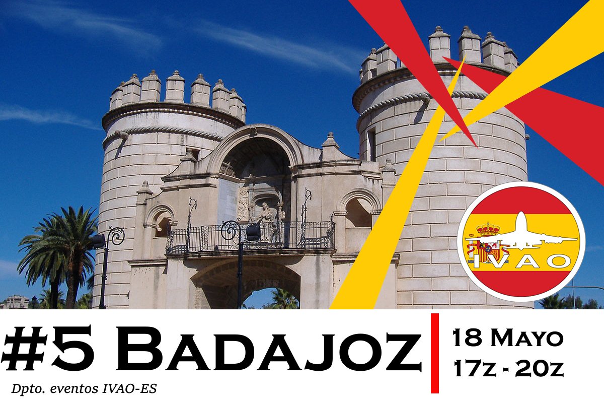 IVAOES's tweet photo. ¡En media hora nos vamos a Badajoz! Quinta etapa de ¡Todos a...! que comenzará a las 1700z y finalizará a las 2000z. Más info: https://t.co/6PHBOhugw5 https://t.co/czUtJQe9Mh