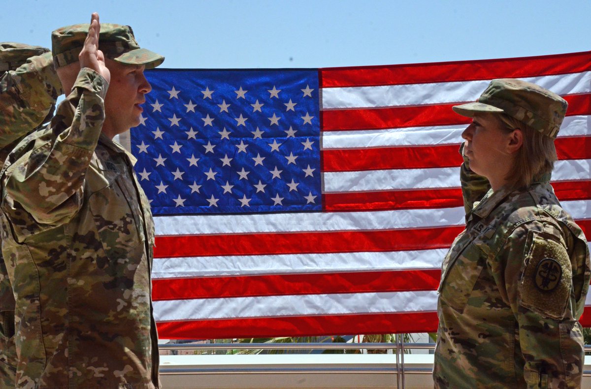 FortIrwinMEDDAC's tweet photo. Sgt. Velvettina M. Noriega #reenlisting in front of cadre, family and friends at Weed Army Community Hospital. #OneTeamOnePurpose https://t.co/4FY83JNA0h