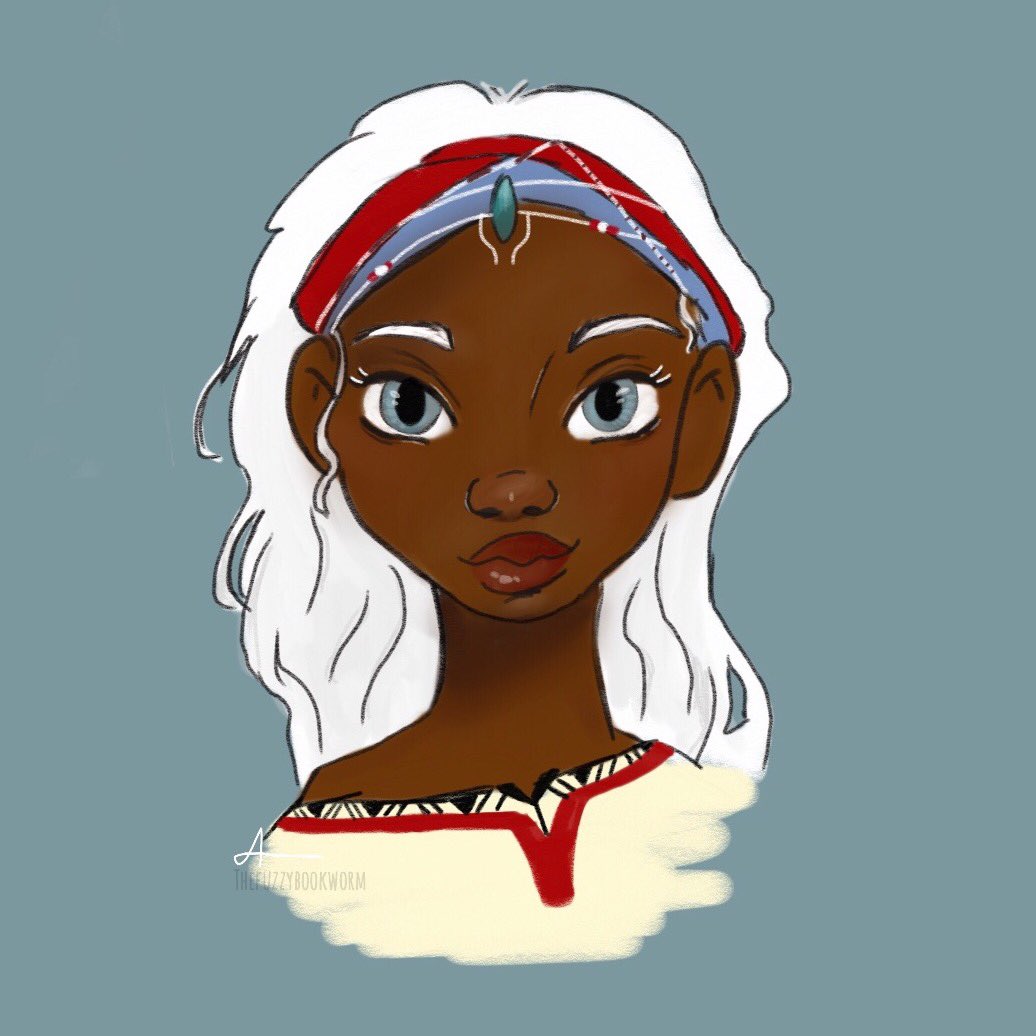 fuzzybookworm_'s tweet photo. My first piece of digital fan art! It's Zélie from Children of Blood and Bone by @tomi_adeyemi! I still need to work on coloring digitally, but it's not bad for my first try ever! #ChildrenofBloodandBone https://t.co/8SCbUswIf8