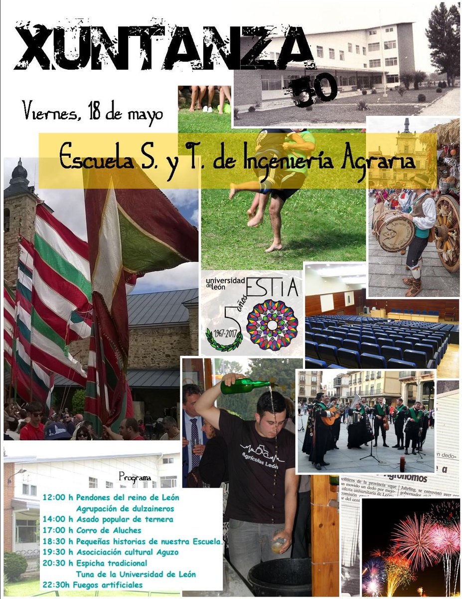 lecheLAR's tweet photo. Estamos hoy en  la ‘Xuntanza’ de la fiesta de Agrícolas. Estamos encantados de colaborar con esta fiesta en la que también celebramos el 50º aniversario de la Escuela de Ingeniería Agrícola y Forestal de la ULE. ¡Esperemos que nuestro asado de ternera sea un éxito!  #leonesp https://t.co/P4y3qE168Q