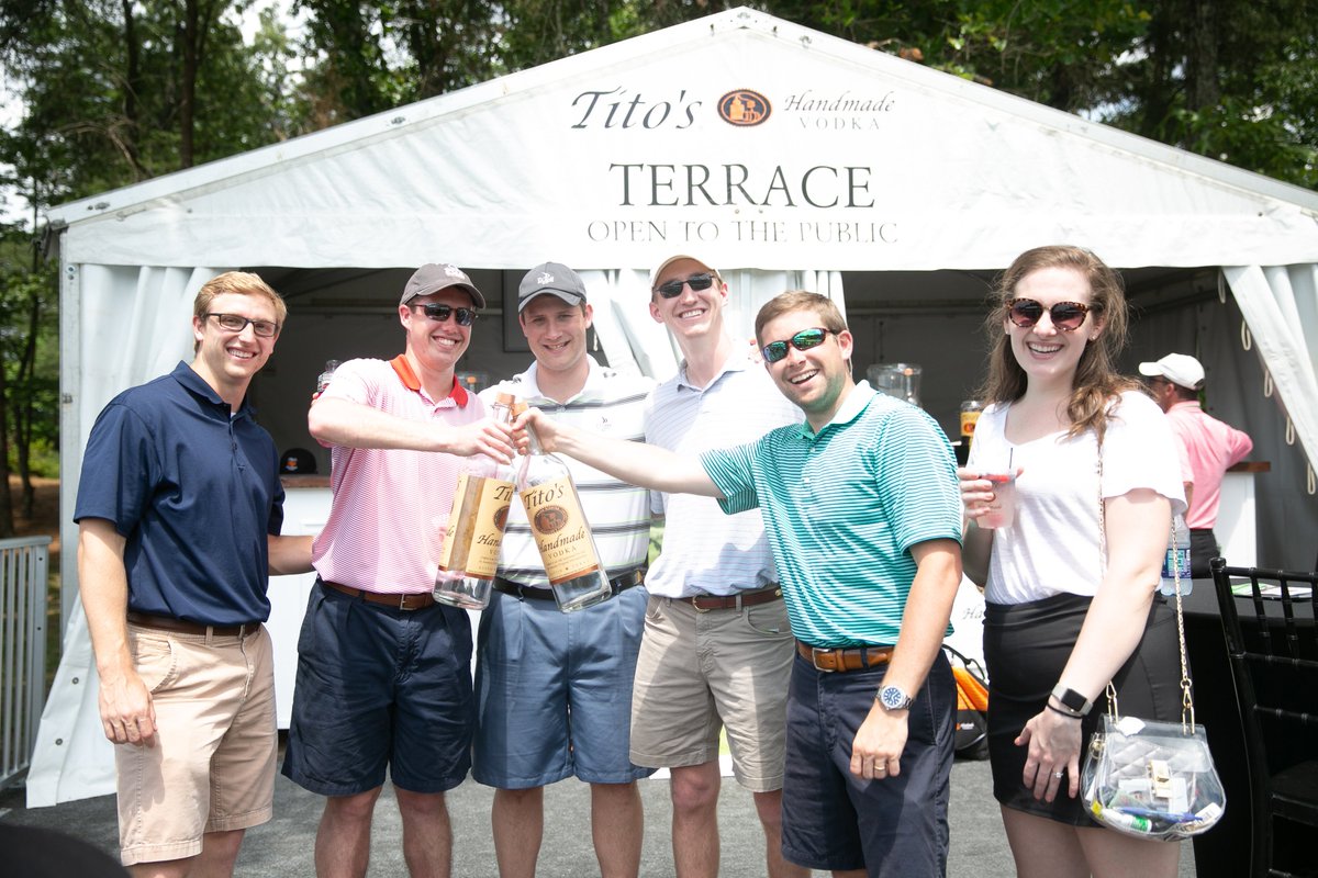 RegionsTrad's tweet photo. Have some fun at the @TitosVodka Terrace on 10 green. Grab a delicious specialty cocktail and hang out with friends at the all new Watering Hole! Open to the public and just feet from the action, the roars from the gallery will come early and often! #ParteeAtTheGreen https://t.co/tYuy3bMN0H