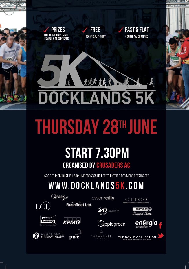 docklands5k's tweet photo. Another cracker of a weekend in store. Perfect running weather! https://t.co/gZICBImcWI #docklands5k #running #crusadersac #fitness #dublin https://t.co/OGLTnVkmzv