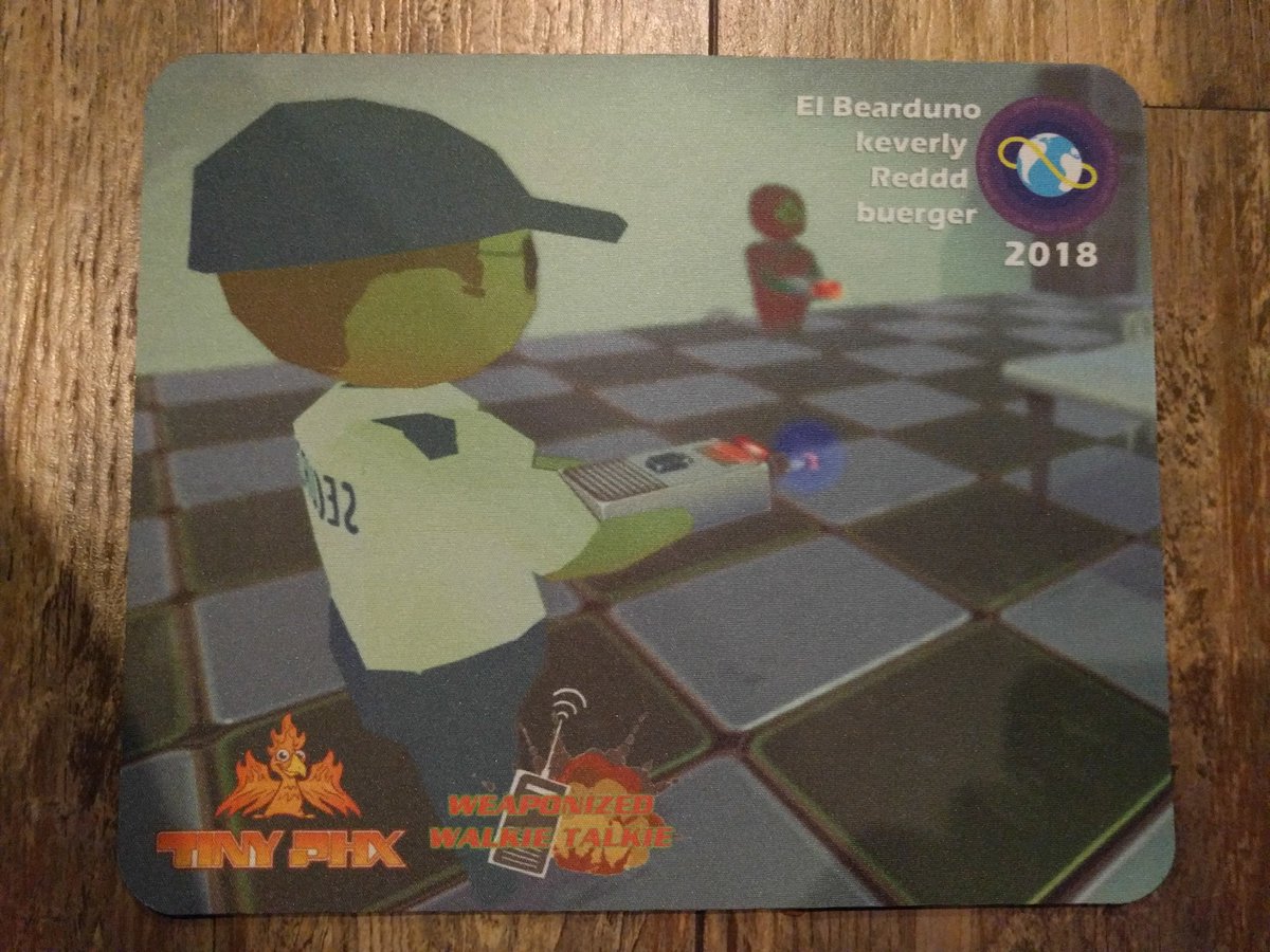 MichaelKatic's tweet photo. Got some mousepads made for the Global Game Jam team. It's a great souvenir! #gamedev #gamejam https://t.co/RjfgVvBW9m