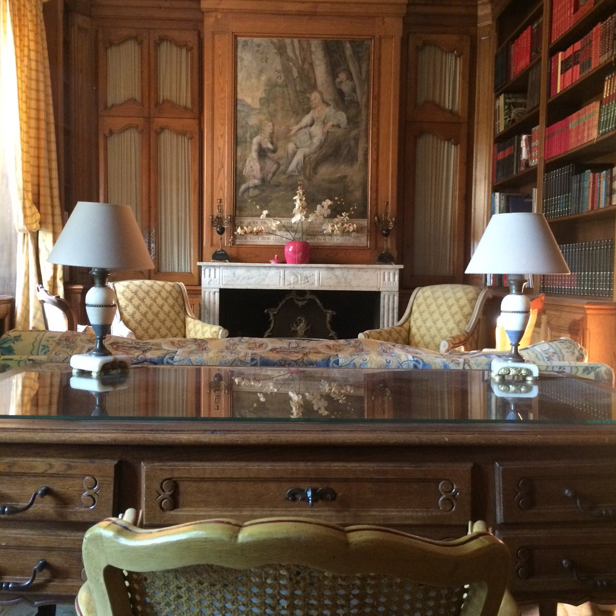 The library at the fabulous #chateaugrimaldi outside of #aixenprovence. I'm donating some of my books for its shelves. #crimefiction #mysteries #provence