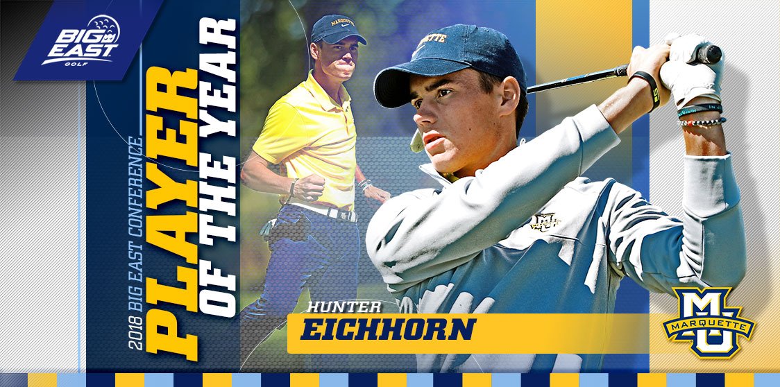 Marquette sweeps the @BIGEAST end-of-season honors - Hunter Eichhorn is named both player and freshman of the year, while Steve Bailey and Trake Carpenter earn coaching staff of the year honors. Another big day for MU golf. gomarquette.com/sports/m-golf/…