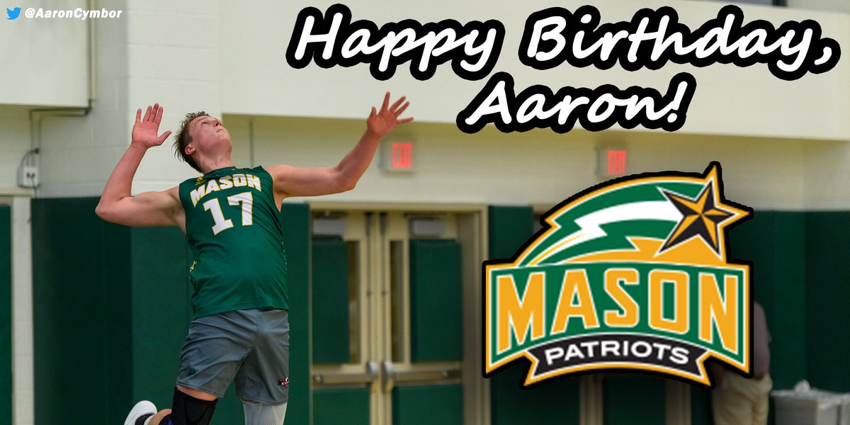 GoMasonMVB's tweet photo. Happy Birthday to senior outside hitter Aaron Cymbor! Have a great 21st. 🎁 🎂🎈🍰 https://t.co/zuKxBnrlal