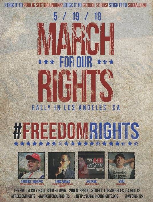 ArthurCSchaper's tweet photo. Please join me at the @MFORights Rally in #DTLA this Saturday. Listen to #SABO, #AriDavid, and more!
#MakeCaliforniaGreatAgain 
#MakeCaliforniaGoldenAgain
#MakeCaliforniaConstitutionalAgain
#StopSanctuaryState 
#NoOnSB54 https://t.co/fakdiCoc9L