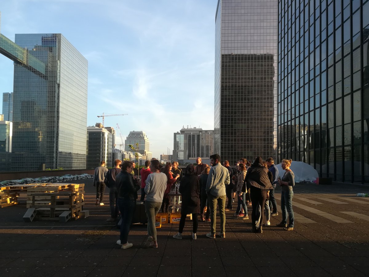 lab_north's tweet photo. THE #GARDEN IS ON!!! 
Yesterday, with our courageous and great #volunteers we brought the soil on the terrace to start the real #green work🌱
It was a great evening and we already look forward to invite you to the next one! 
Stay tuned!! #northdistrict #brussels @lab_north https://t.co/mHFQJ9QR36