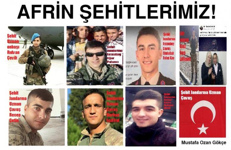 tim_dernegi's tweet photo. Zeytin Dalı Harekatı'nda 1083 No'lu Tepe iken sonradan Şehitler Tepesi adı verilen tepede sehit olan kahramanlarımız:

Rıdvan Çevik 
Arif Demirel 
Uğur Palancı 
Recep Çetin 
Abdullah Taha Koç 
Burhan Açıkkol 
Mehmet Dinek 
Ozan Gökçe 
Fuat Demir 
(Racu-1 Mart 2018) https://t.co/CwImk4ax3i