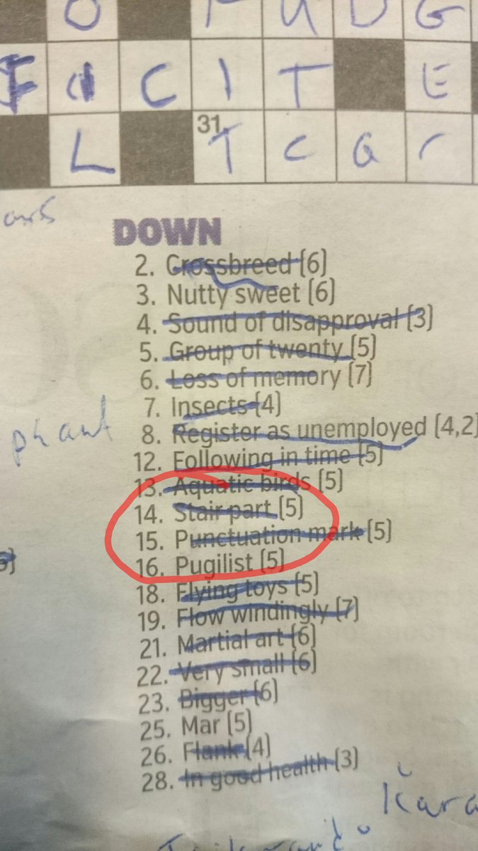 Haf_S_B's tweet photo. After teaching students how to make treads for the past couple of days, I think I can answer number 14 ! 😁 #finallyaquestioniknow #firstcompletecrossword #metro #carpentryquestions https://t.co/myv0hAU5dl