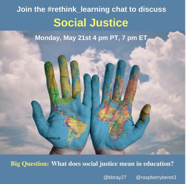 raspberryberet3's tweet photo. Hope you can join me & @bbray27 on Monday as we talk about #socialjustice in education! 3Qs in 30 minutes! #edchat #rethink_learning #whatisschool #formativechat https://t.co/ZpUno2tqIt