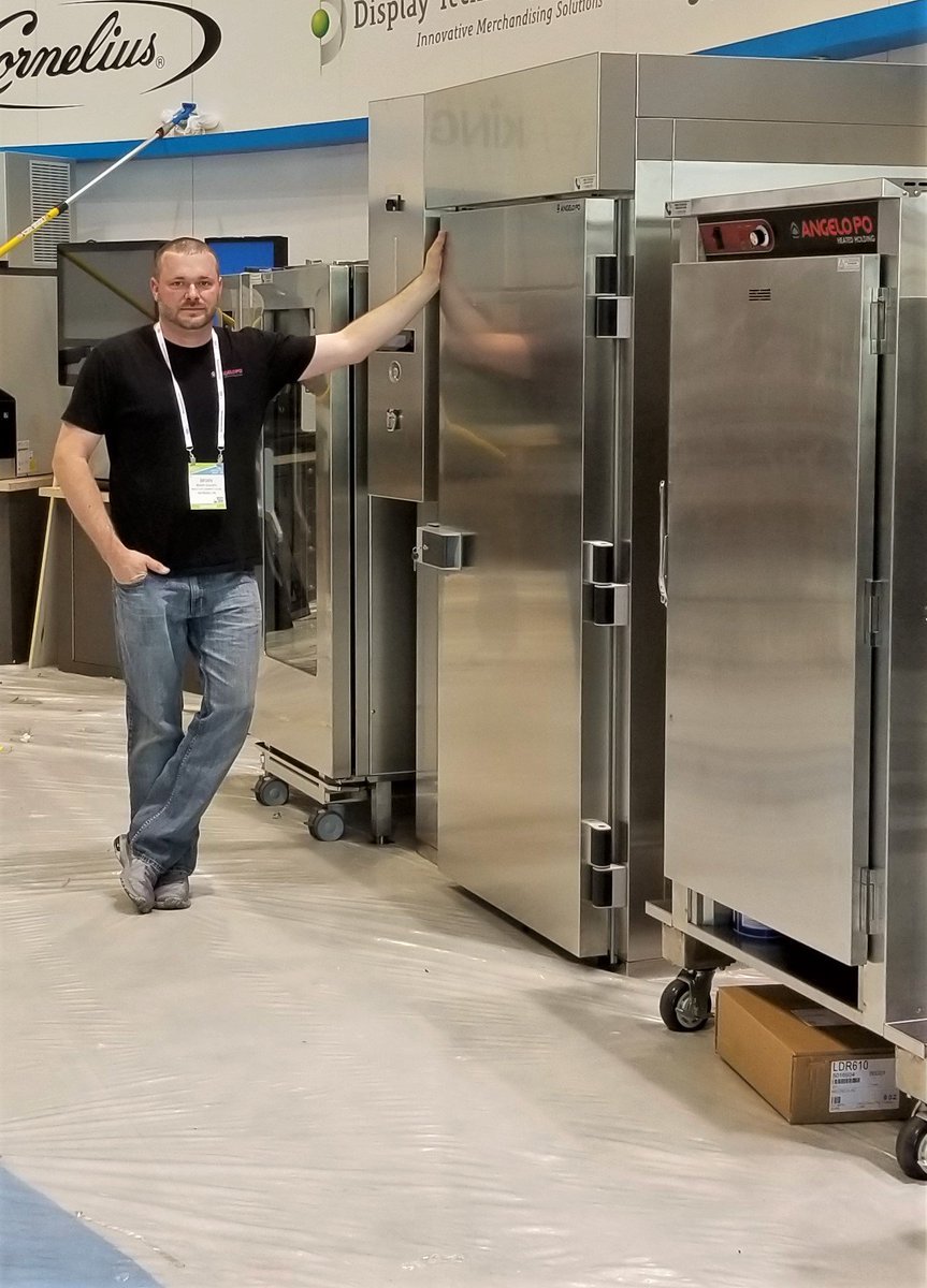 Brian Golden has been working like a dog to get everything #FiredUp and ready for you to stop by booth 1403. Looking great, Brian! #NRAShow2018 #Marmon #NRA #AngeloPo #ProfessionalKitchen #KitchenEssentials #Chicago #CombiLove